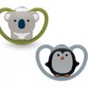 NUK Silikovoný dudlík Koala, Tučňák 6-18 m, zeleno/šedý