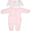 Baby Nellys Manšestrová kombinézka/overálek s kožíškem Cute Bunny – růžová, vel. 62/68