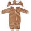 Baby Nellys Manšestrová kombinézka/overálek s kožíškem Cute Bunny – béžová, vel. 62/68