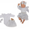 Z&Z 3-dílná soupravička body, tylová suknička a čelenka, šedá, vel. 74