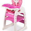 ECO TOYS Jídelní židlička, stoleček 2v1 Kočička, růžová