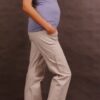 Be MaaMaa Těhotenské kalhoty s boční kapsou – tm. béžová, vel. XXXL