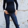 Be MaaMaa Těhotenské kalhoty JEANS – Granát