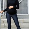 Be MaaMaa Těhotenské kalhoty JEANS – Černý jeans