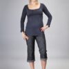 Gregx Elegantní těhotenské 3/4 kalhoty DENIM – černý melír