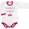 Baby Nellys Body dl. rukáv vel. 74, Maminka + tatínek = Já – tm.růžový lem