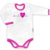 Baby Nellys Body dlouhý rukáv vel. 80, Máma  v srdíčku – bílé/růžový lem