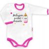 Baby Nellys Body dlouhý rukáv vel. 68, Milujem nočné desiate – bílé/růžový lem