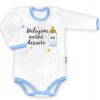 Baby Nellys Body dlouhý rukáv vel. 80, Milujem nočné desiate – bílé/modrý lem