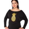Be MaaMaa Těhotenská mikina, triko Ananas – černé – L