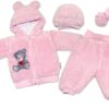 Baby Nellys Chlupáčkový komplet Welsoft Teddy – růžový