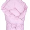 Baby Nellys  Rychlozavinovačka 80x80cm s volánkem a stuhou – pudrově růžová s tečkami