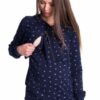Be MaaMaa Těhotenská a kojící mikina se zipem a kapucí, srdíčka – granát, vel. S