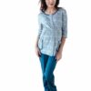 Be MaaMaa Těhotenské,kojící pyžamo, 3/4 rukáv – šedá/jeans