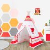 Stan pro děti teepee, týpí – bilý,červený
