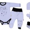 Baby Nellys 5-ti dílná soupravička do porodnice Baby Little Star – modrá, vel. 62, K19