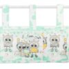 Baby Nellys  Kapsář na postýlku 3 kapsy – Cute Owls – zelený
