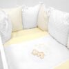 Baby Nellys Polštářkový mantinel s Minky s povlečením s vyšívkou  – bílá,ecru – Měsíček.