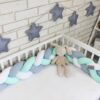 Mantinel Baby Nellys pletený cop – šedá, mátová, bílá