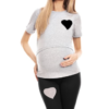 Be MaaMaa Těhotenské, kojící pyžamo 3/4 srdce – šedé, vel. L/XL