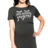 Be MaaMaa Těhotenská, kojící noční košile Gorgeous – grafitová, vel. L/XL