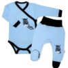 Baby Nellys 2-dílná sada body dl. rukáv + polodupačky, modrá – Zebra, vel. 74