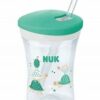 Nekapající hrneček NUK Evolution Action Cup se slámkou – veselé želvičky, 230ml, 12m+