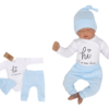 Z&Z 3-dílná soupravička body, tepláčky a čepička Hi I´m new here  – modrá