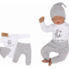 Z&Z 3-dílná soupravička body, tepláčky a čepička Hi I´m new here  – šedá, vel. 56