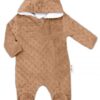 Baby Nellys Kombinézka/overálek MINKY s kapucí a oušky – karamel, hnědá, Vel. 74
