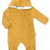 Baby Nellys Kombinézka/overálek MINKY s kapucí a oušky – hořčice, vel. 74