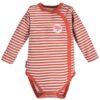 EEVI Kojenecké body dl. rukáv, zapínání bokem Adventure – Proužek, cihlová, vel. 68