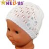 Háčkovaná čepička Mašle Baby Nellys ® – s flitry – bílá