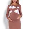 Be MaaMaa Těhotenská, kojící noční košile Mráčky  – cappuccino, vel. L/XL