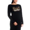 Be MaaMaa Těhotenská, kojící noční košile Blessed Mama – černá, vel. L/XL