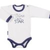 EEVI Kojenecké body dl. rukáv, zapínání u krku Cosmos  – bílé s modrým lemem, vel. 80