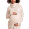 Be MaaMaa Svetřík s roláčkem POLY – sv. béžový, vel. L/XL